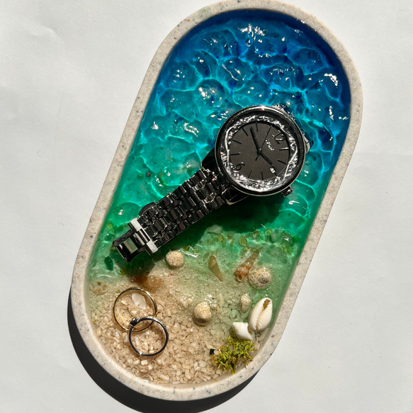 オーダー　受注生産　海辺のメガネトレー　波紋　波　水面　アクセサリートレー　グラデーション　夏 7枚目の画像