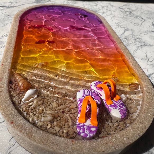 オーダー　受注生産　海辺のメガネトレー　波紋　波　水面　アクセサリートレー　グラデーション　夏 10枚目の画像