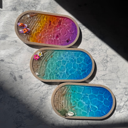 オーダー　受注生産　海辺のメガネトレー　波紋　波　水面　アクセサリートレー　グラデーション　夏 11枚目の画像