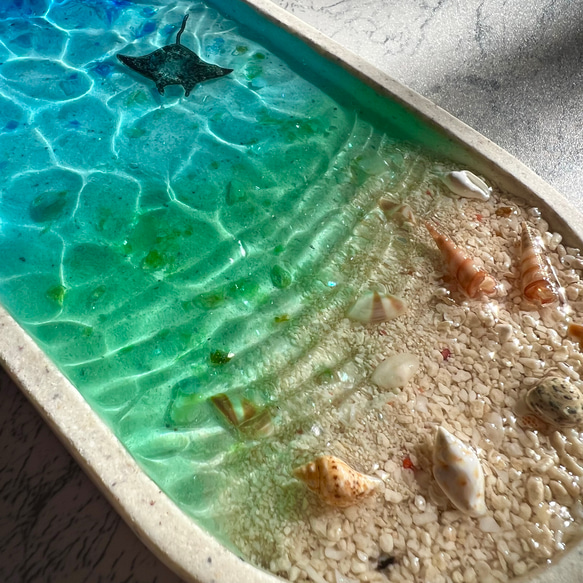 オーダー　受注生産　海辺のメガネトレー　波紋　波　水面　アクセサリートレー　グラデーション　夏 9枚目の画像