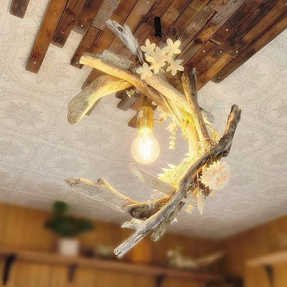 限定1台！ 流木のペンダントライト1灯　YUITO　LED電球付属　｜天井照明　カフェ/サロン店舗照明 7枚目の画像