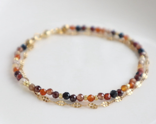 秋冬新作！＼カチッと簡単♪マグネット／ 天然石2連ブレスレット