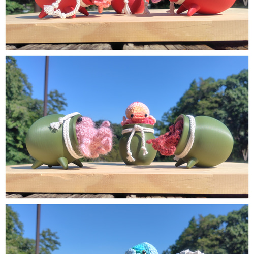 稚だこ用の蛸壺 3型×3色（PLA製） その他置物 たこを編む人（ぱら