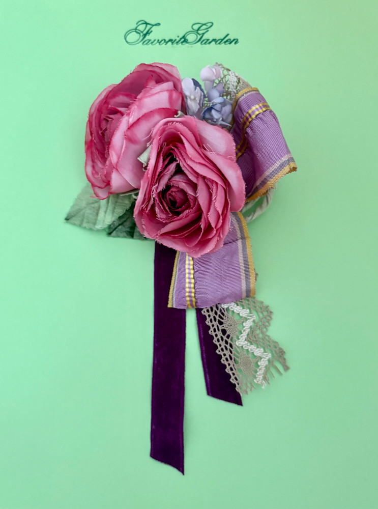 ピンクローズのデュエットコサージュ