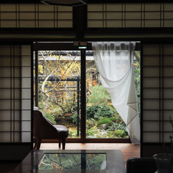 自然素材  カーテン kami 縞（レース）和紙100％ 目隠し 間仕切り ナチュラル シンプル 2枚目の画像