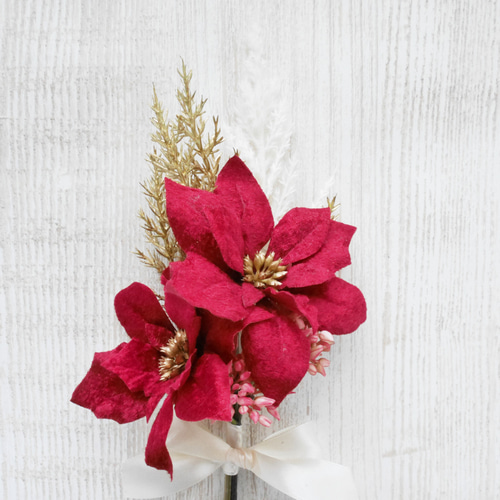 ベルベットポインセチアのクリスマスミニブーケ❀アーティフィシャル