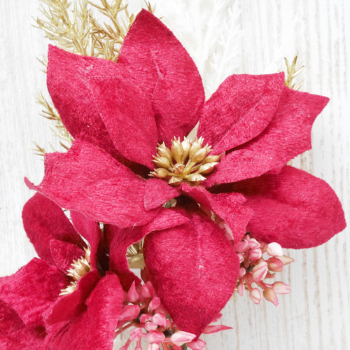 ベルベットポインセチアのクリスマスミニブーケ❀アーティフィシャル