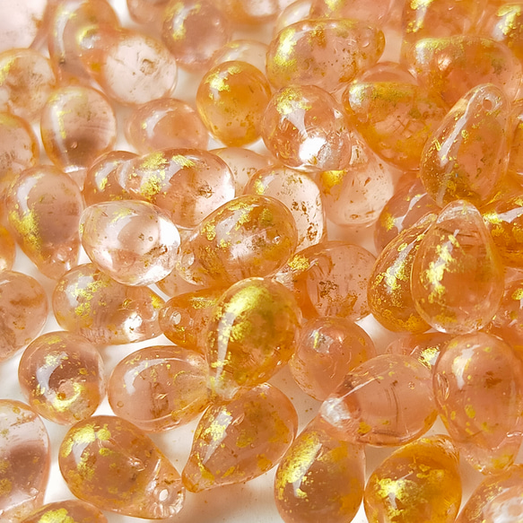 チェコ ビーズ ドロップ 6x9mm 10個 ロザリン ピンク ゴールド ppnalia 1枚目の画像