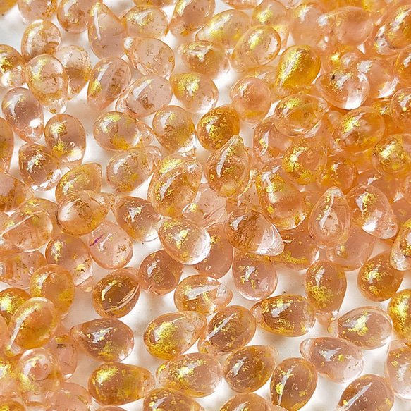 チェコ ビーズ ドロップ 6x9mm 10個 ロザリン ピンク ゴールド ppnalia 2枚目の画像