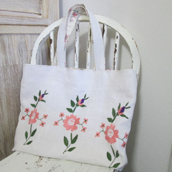 19世紀の古い花柄アンティークファブリックのタックポーチ