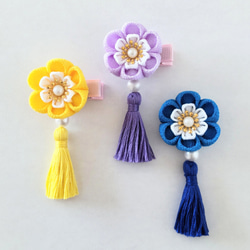 つまみ細工 髪飾り タッセル②＊ひな祭り.七五三.初節句.和装/着物/ベビークリップ 1枚目の画像