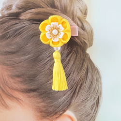 つまみ細工 髪飾り タッセル②＊ひな祭り.七五三.初節句.和装/着物/ベビークリップ 5枚目の画像