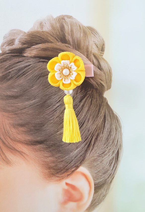 つまみ細工 髪飾り タッセル②＊ひな祭り.七五三.初節句.和装/着物/ベビークリップ 5枚目の画像