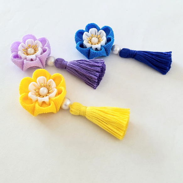 つまみ細工 髪飾り タッセル②＊ひな祭り.七五三.初節句.和装/着物/ベビークリップ 4枚目の画像