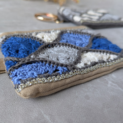 手のひらサイズ　カラビナを付けてチャームにも✦　モロッカンモチーフのミニポーチ　sサイズ 6枚目の画像