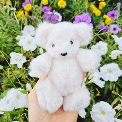 テディベア 可愛い白熊ちゃん ハンドメイド ぬいぐるみ 幸運のガラス玉 ぽんぽこお腹のシロクマちゃんぬいぐるみ(ホワイトテディベア