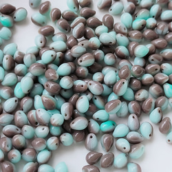 チェコ ビーズ ドロップ 5x7mm 20個 チョコレート ミント コンビ ppnalia 2枚目の画像