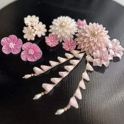 つまみ細工髪飾り成人式（和柄、濃い赤）一越ちりめん コーム yukko