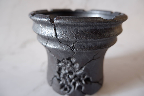 4号鉄砂黒鉢266　塊根植物　アガベ　多肉植物　盆栽　植木鉢　作家鉢　鉢皿　沖縄 2枚目の画像