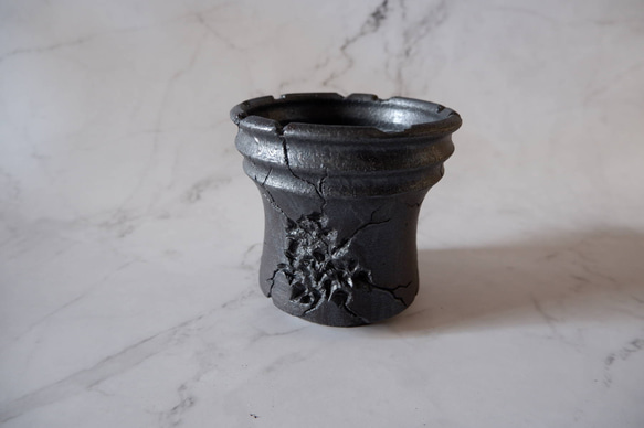 4号鉄砂黒鉢266　塊根植物　アガベ　多肉植物　盆栽　植木鉢　作家鉢　鉢皿　沖縄 1枚目の画像