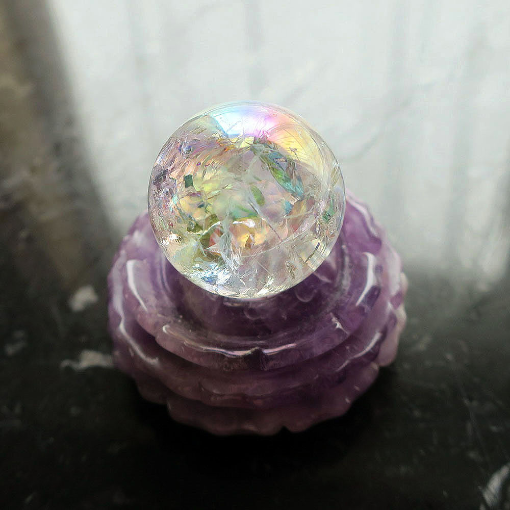 アイリス・エンジェルオーラ（レインボーオーラ）スフィア 天然石置物 コレクション 復刻まつり2025