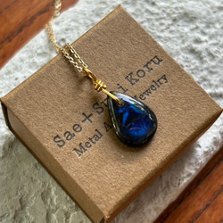 K２４純金◇フィンランドの宝石◇スペクトロライト（スペクトルライト）ペンダントトップ 3枚目の画像