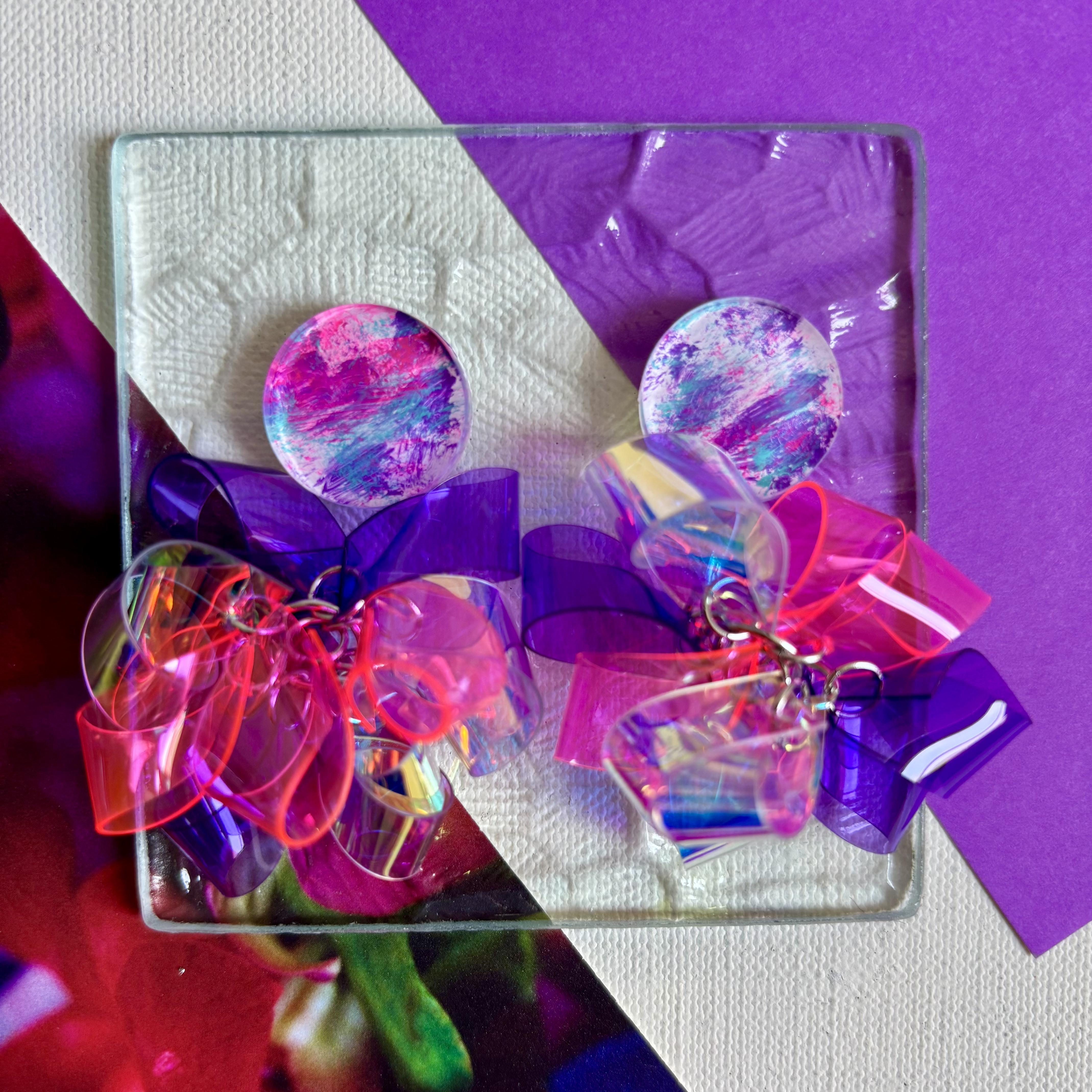 summer party purple set/2wayピアスorイヤリング