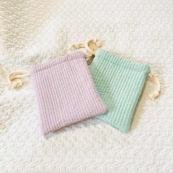 mini heart 選べる コップ袋　H20Ｗ17 巾着　入園入学　ヌビ　刺繍　オリジナル　ハート刺繍　巾着　給食袋 3枚目の画像