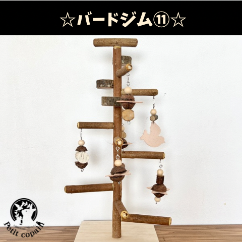 バードジム⑪　「【天然木・無農薬】自然採取木材を使用したバードトイ、バードジム 手作り一点もの 愛鳥安全第一」