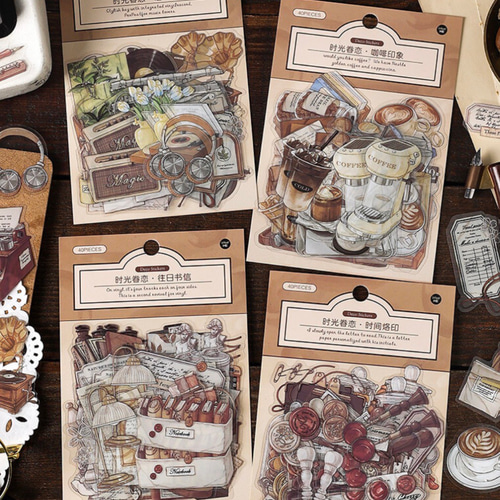 コラージュ 素材 透明シール シール 手帳 日記 デコ コーヒー カフェ