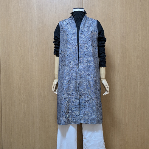 SOLD 着物リメイク ロングベスト 大島紬 M〜L ベスト さらあお 通販