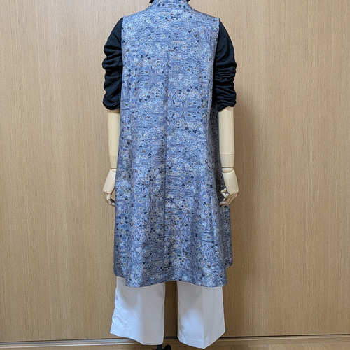 SOLD 着物リメイク ロングベスト 大島紬 M〜L ベスト さらあお