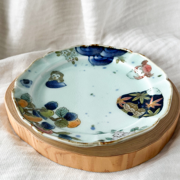 チコロット❤️取り皿❤️すべて手描き❤️染付け❤️普段使いに丁度いい❤️plate❤️童話❤️さるかに合戦❤️中皿 4枚目の画像