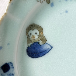 チコロット❤️取り皿❤️すべて手描き❤️染付け❤️普段使いに丁度いい❤️plate❤️童話❤️さるかに合戦❤️中皿 10枚目の画像