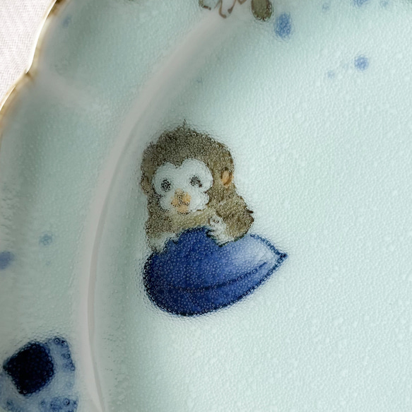 チコロット❤️取り皿❤️すべて手描き❤️染付け❤️普段使いに丁度いい❤️plate❤️童話❤️さるかに合戦❤️中皿 10枚目の画像