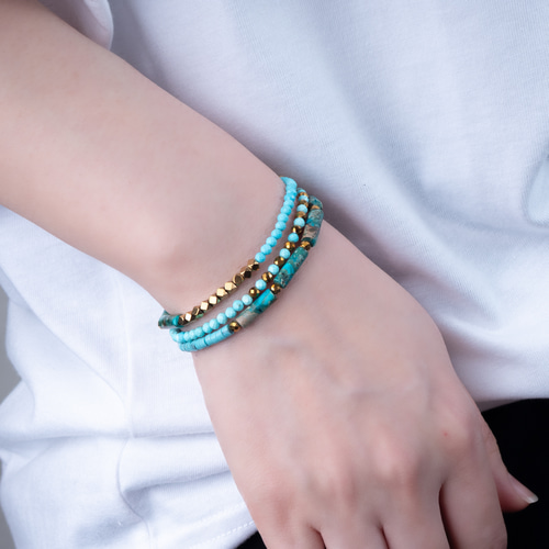 REDMAN. ターコイズビーズブレスレット(プレーンフック付き) REDMAN
