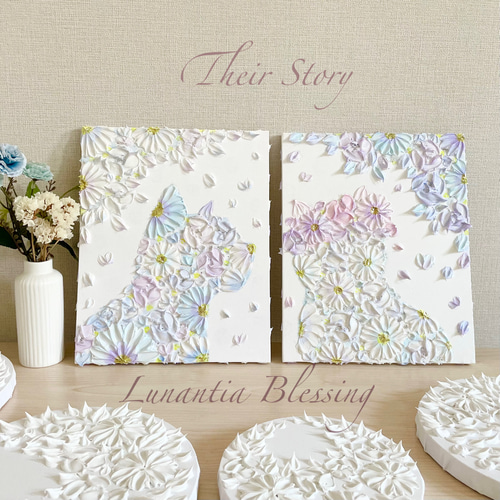 「ふたりの物語」　F3 2枚セット　テクスチャーアート　結婚祝い　記念日ギフト ふたりの物語」 F3 2枚セット テクスチャーアート 結婚祝い 記念日