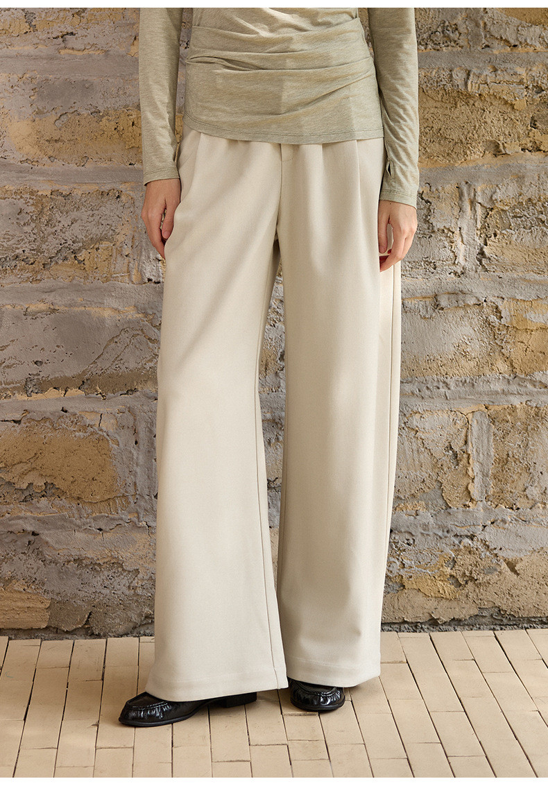 ウール ストレートパンツ ハイウエスト タックデザイン 秋冬 ドレープ性 保温 スリミング