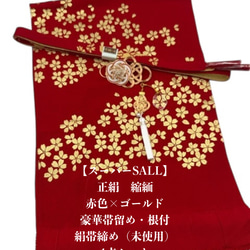 【2,000円ポッキリ企画】2819半幅帯・単衣&クリスマス帯留・根付・帯締め 2,000円ポッキリ企画】2819半幅帯・単衣&クリスマス帯留・根付・帯締め