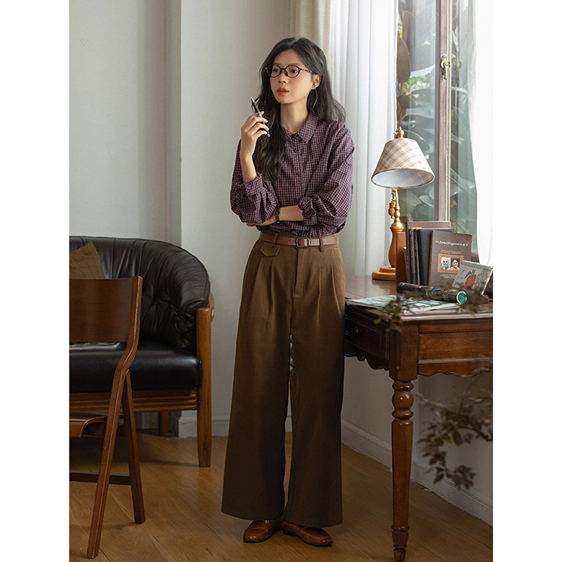 100%コットンワイドパンツ　ゆとりロングパンツ　2色　S-Lサイズ　S537