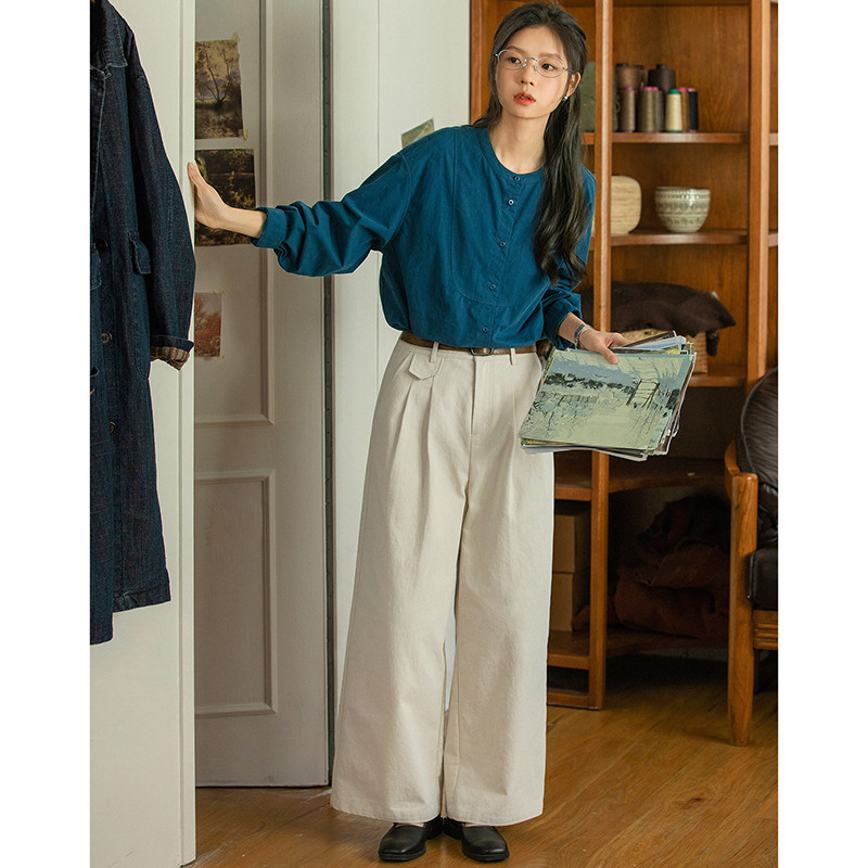 100%コットンワイドパンツ　ゆとりロングパンツ　2色　S-Lサイズ　S537