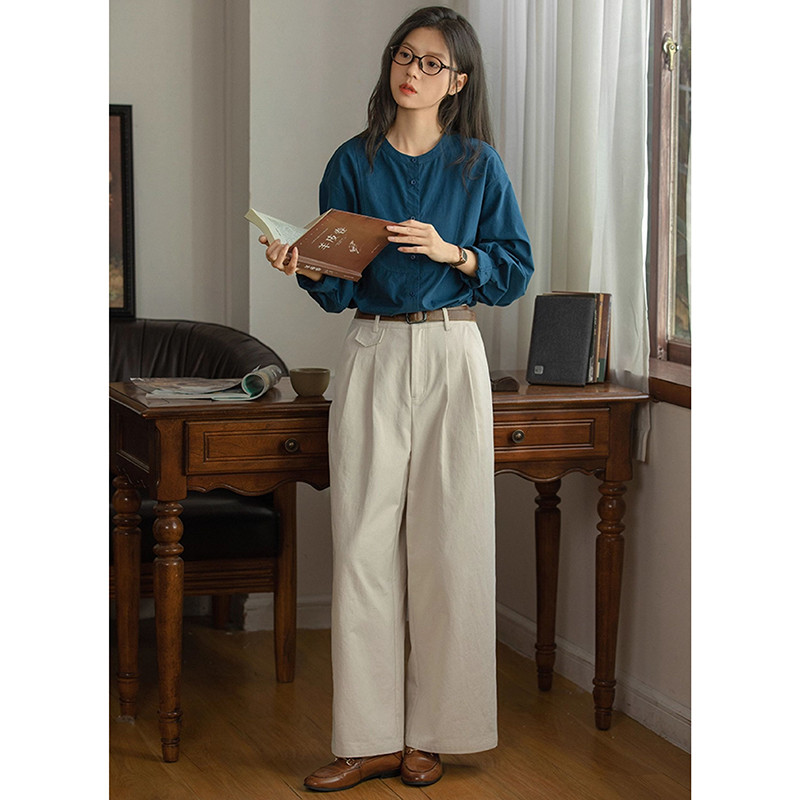 100%コットンワイドパンツ　ゆとりロングパンツ　2色　S-Lサイズ　S537