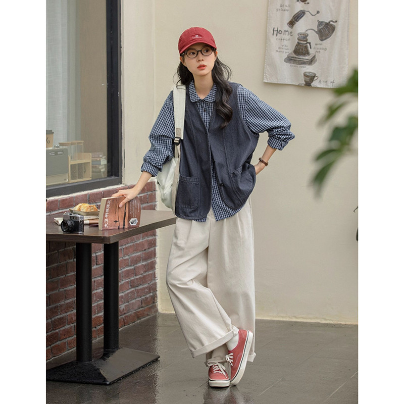 100%コットンワイドパンツ　ゆとりロングパンツ　2色　S-Lサイズ　S537