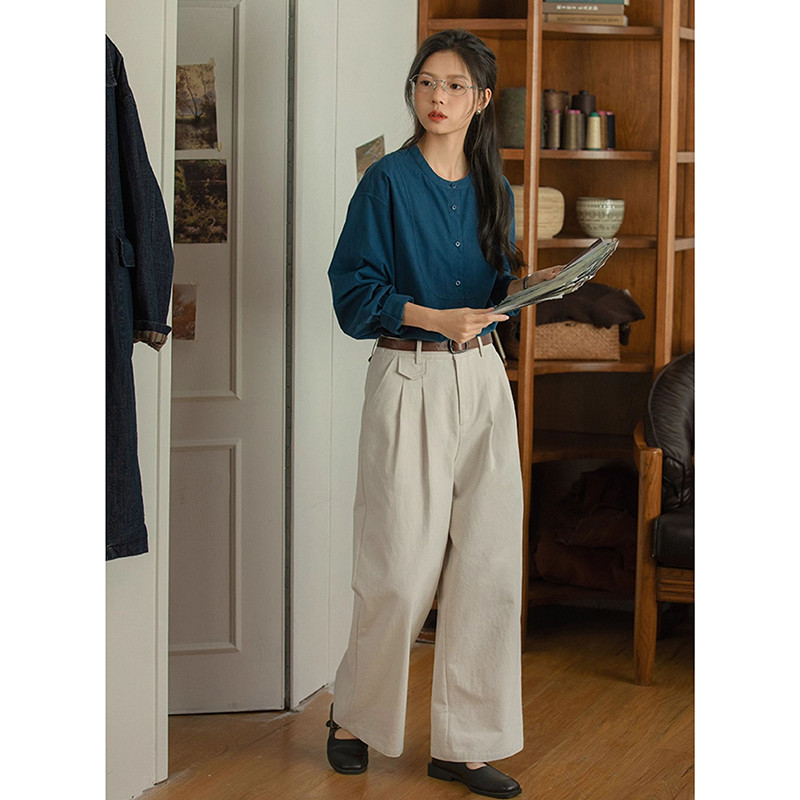 100%コットンワイドパンツ　ゆとりロングパンツ　2色　S-Lサイズ　S537