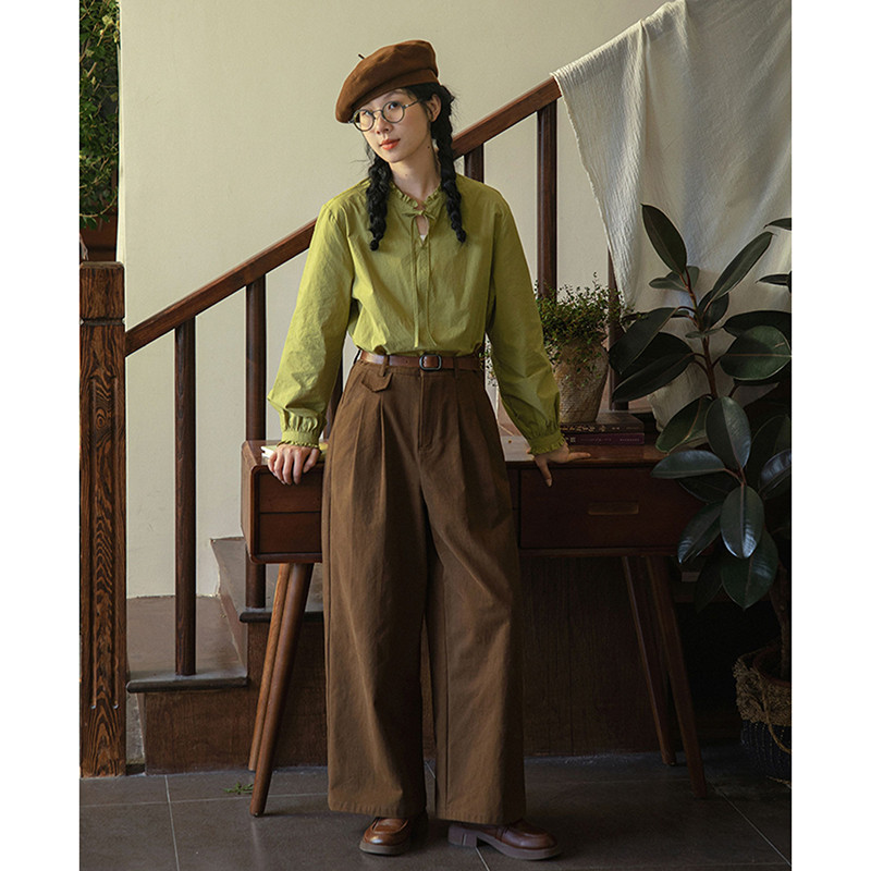 100%コットンワイドパンツ　ゆとりロングパンツ　2色　S-Lサイズ　S537