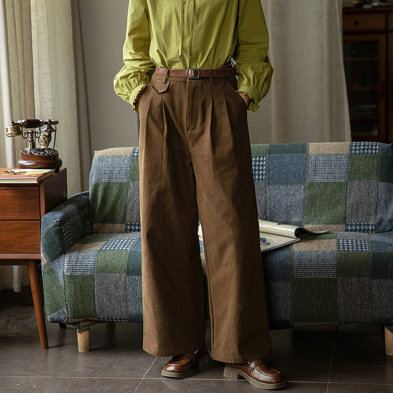 100%コットンワイドパンツ　ゆとりロングパンツ　2色　S-Lサイズ　S537