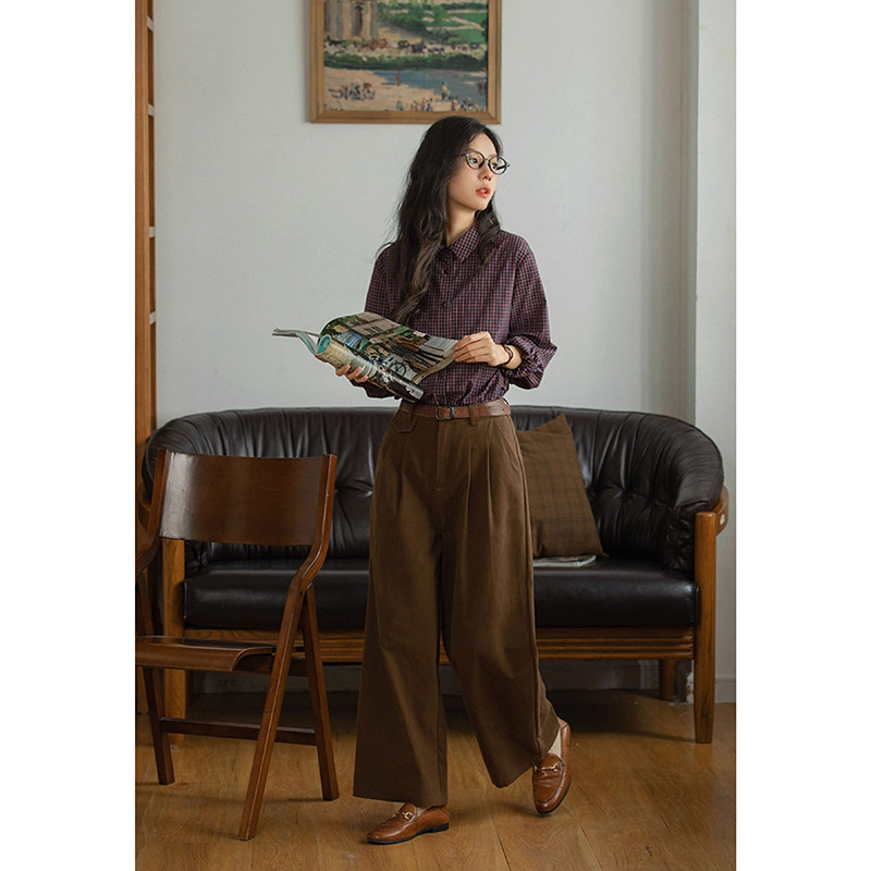 100%コットンワイドパンツ　ゆとりロングパンツ　2色　S-Lサイズ　S537