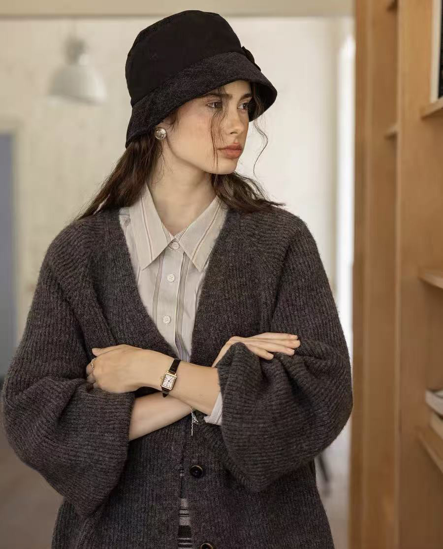 厚手　Vネックカーデイガン　秋冬向セーター　ウールセーター 10,579円