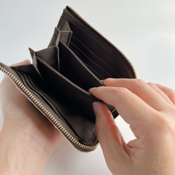 【数量限定】カスタマイズできるL字ファスナー財布／ベージュハートキルティング／スリム／大きく開く／大容量 8枚目の画像