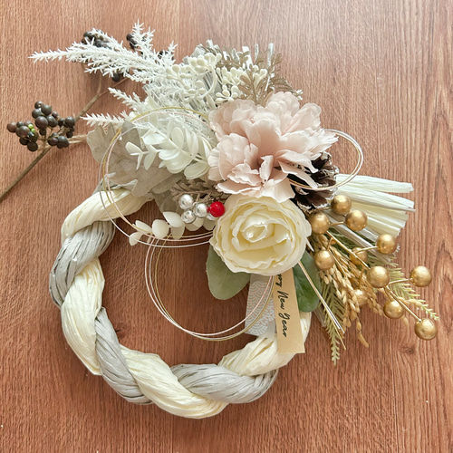 No.3 しめ縄リースお正月飾り 玄関リース しめ飾り お正月ハンドメイド
